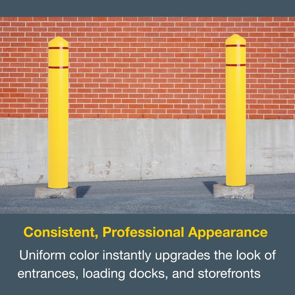 Bollard Covers for 6 Inch Poles - 56" Tall Bollard Post Sleeve | Durable Smooth HDPE Plastic - Trimmable Yellow
