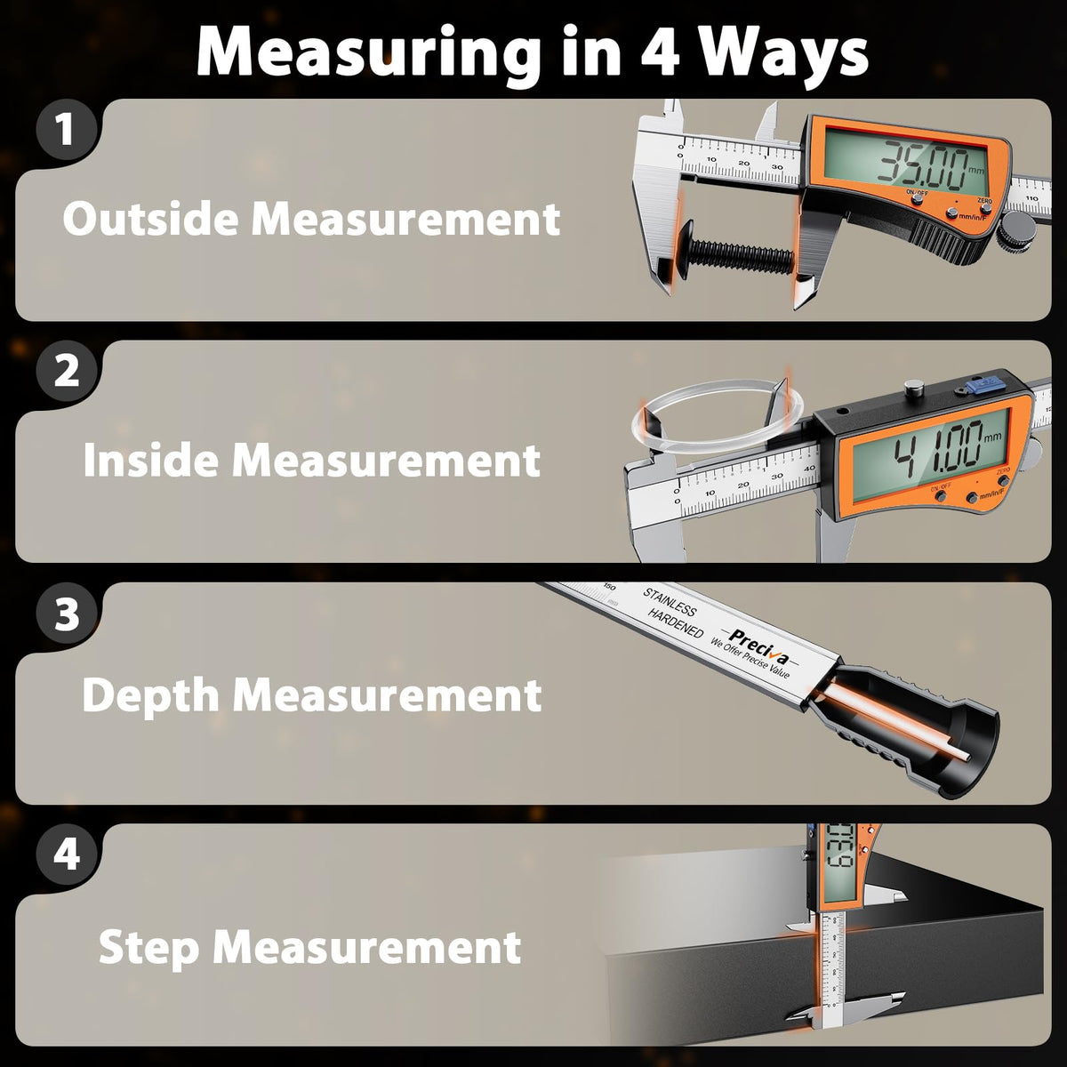 Preciva Digital Caliper 6 inch,Rechargeable Caliper with Oversized
