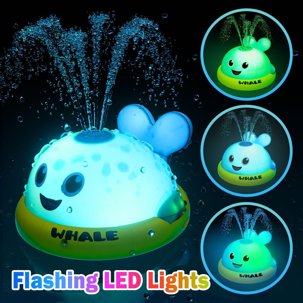 Whale Bath Toys, Toddler Pool Toys for 1 2 3 Year Old Boy, Light Up Baby Bath Toys for Kids Ages 1-3, Bathtub