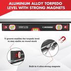 ARROW 16-Inch Level, Magnetic Torpedo Level for Construction, Carpentry