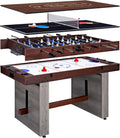4-in-1 Combo Game Table 55" Multi-Game Table with Foosball, Electric Air Hockey (Powerful 700mA Motor), Ping Pong &