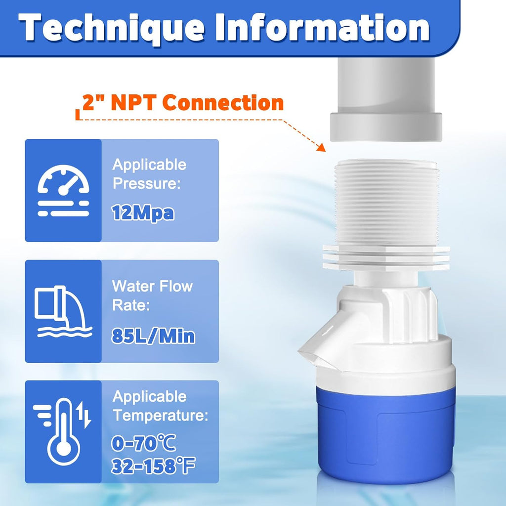 2" Water Float Valve for Water Tank, Water Troughs, Pond, Pool, Livestock