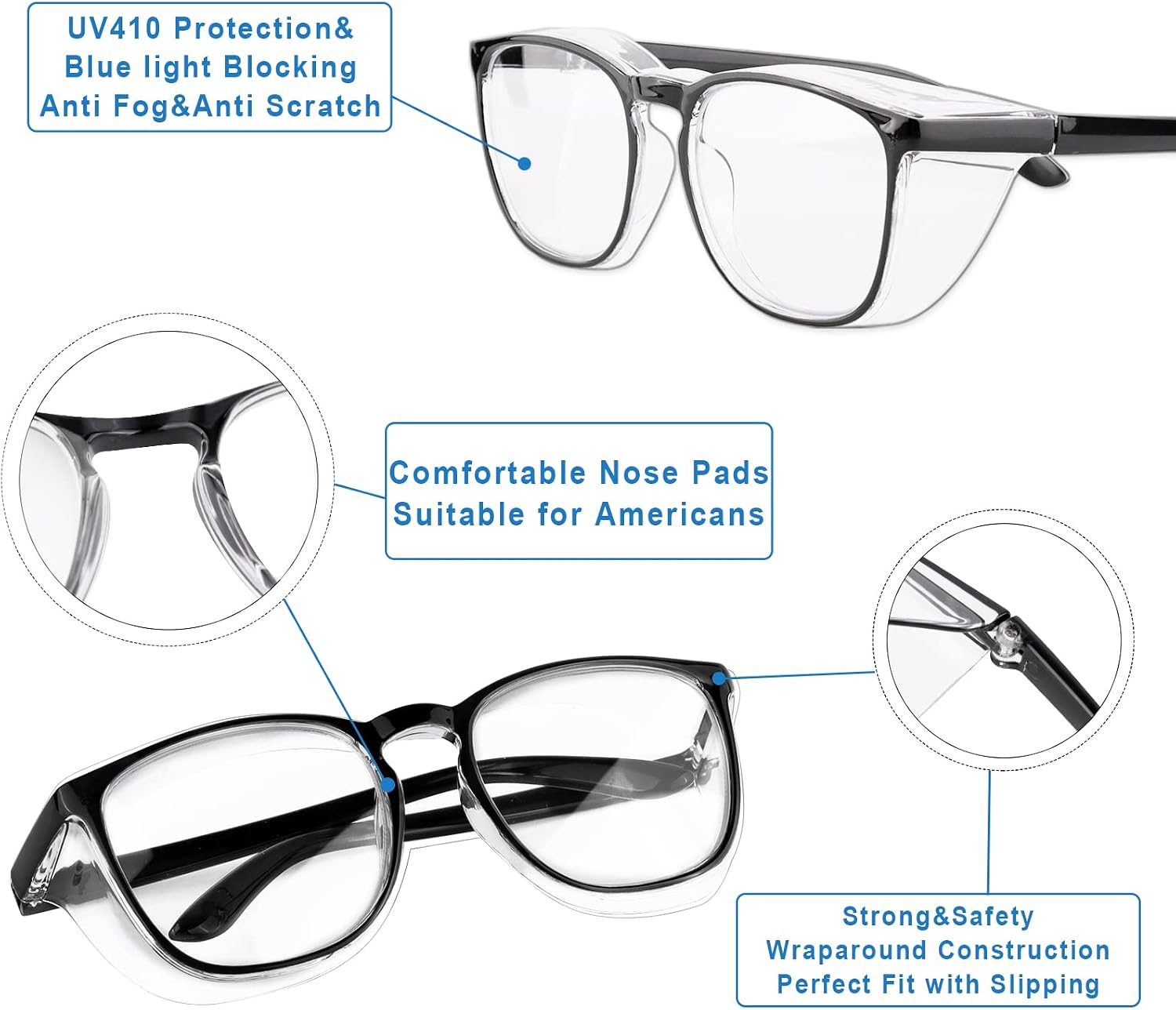 Safety Glasses Goggles For Women Nurses Protective Eyewear,Anti Fog Safety Goggles