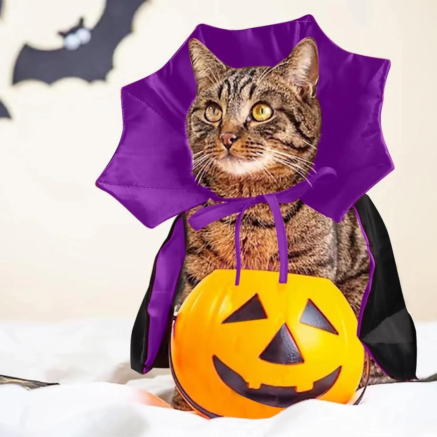 Cat Cape Vampire Cloak Halloween Dog Costume Pet Cosplay Apparel Outfit Decor Accessories for Puppy Kitten, Black and
