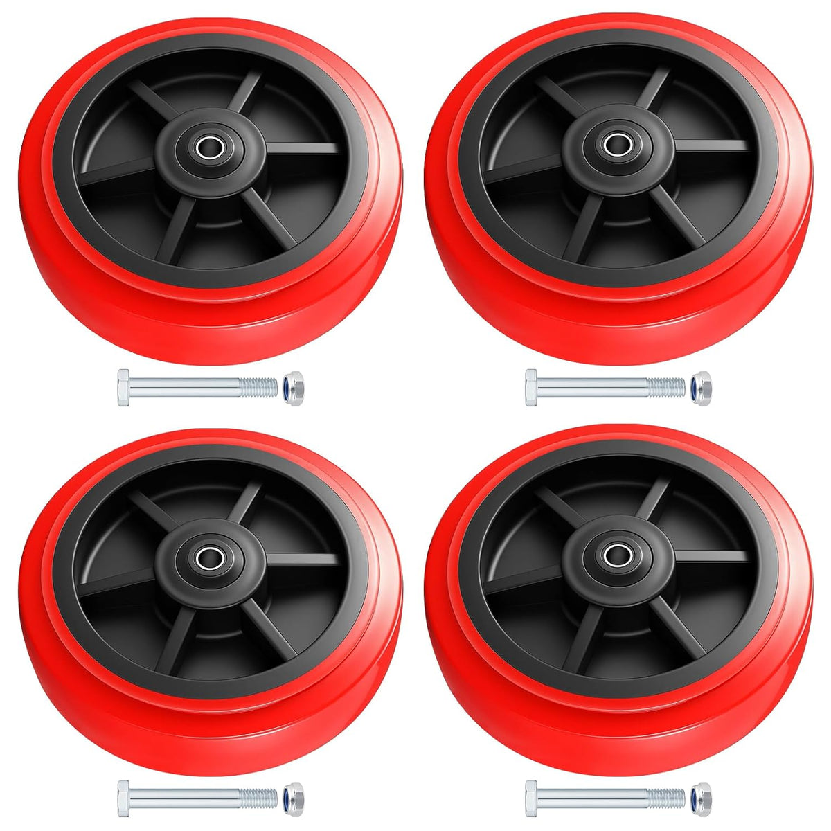 8 Inch Wheels，Heavy Duty Replacement Wheels,Caster Set of 4 Load 5000 Lbs