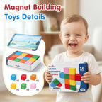 Magnetic Blocks Large with Metal Box, 1.65in Toddler Magnet Building Cubes