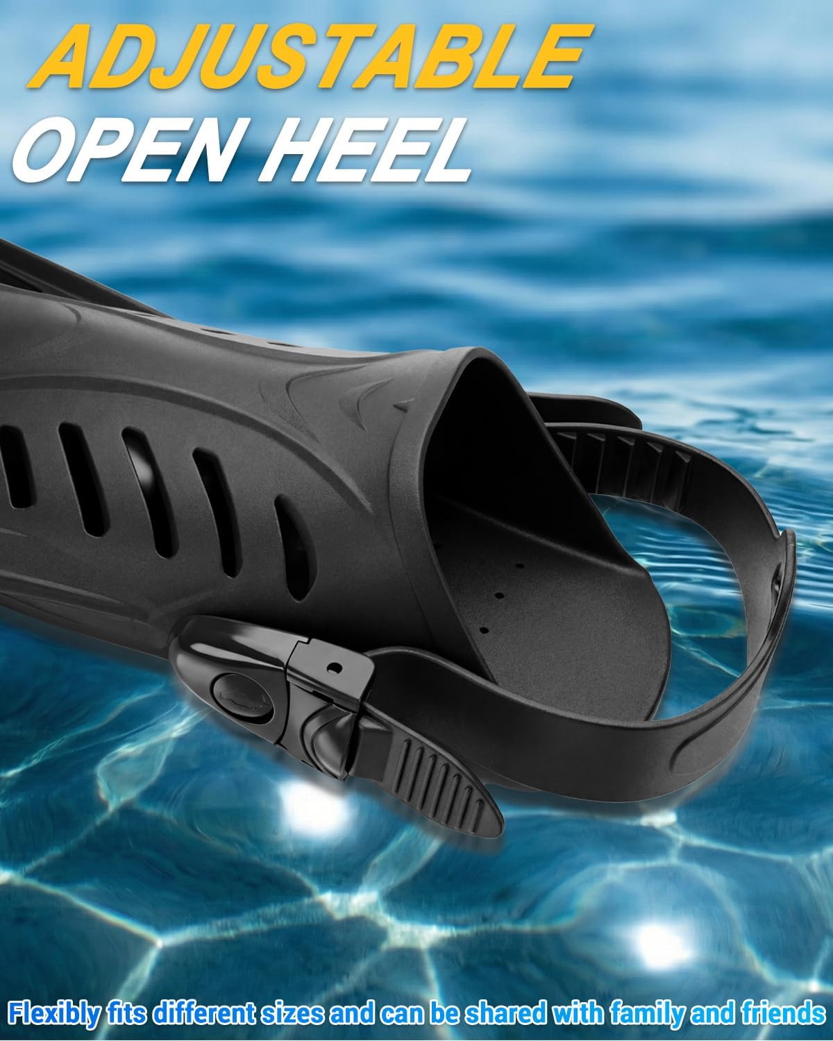 Diving fins Snorkeling Gear for Adults Snorkel fins ，Swim fins Open, Adjustable, Men, Women, Children, Swim Flippers