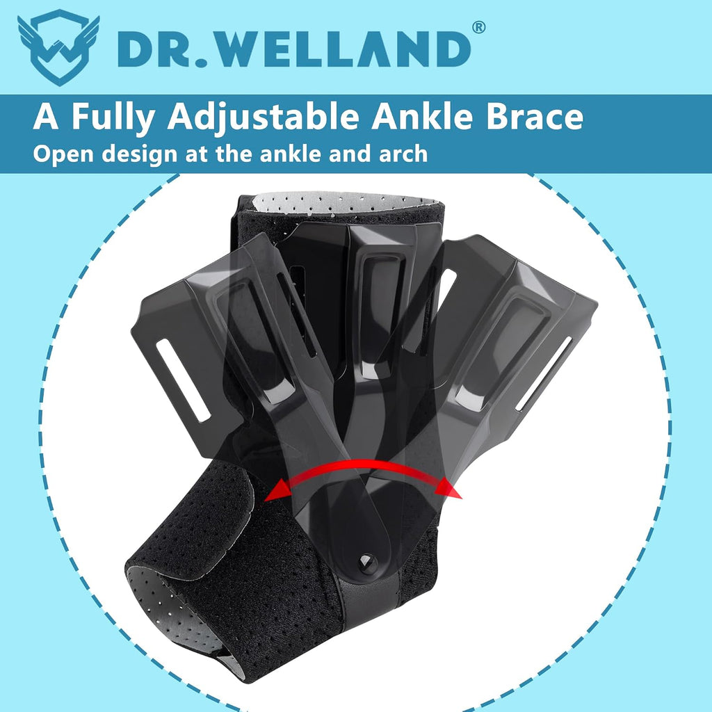 Ankle Brace with Side Stabilizers -Adjustable Ankle Support for Sprains, Sports Injuries, Plantar Fasciitis, Injury
