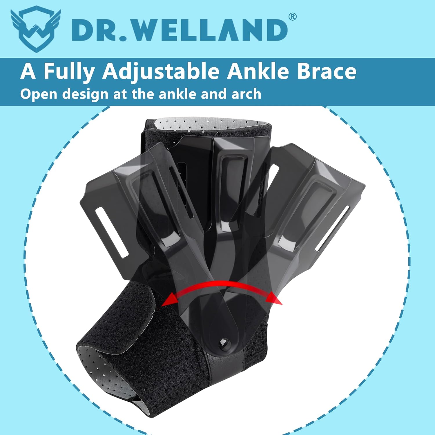 Ankle Brace with Side Stabilizers -Adjustable Ankle Support for Sprains, Sports Injuries, Plantar Fasciitis, Injury