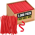 Red Twist Ties, Bread Tie, 4" x 3/16" Paper with Single Wire 2000 Pack