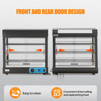 26" Commercial Food Warmer Display Pizza Warmer, 3-Tier Electric Countertop Food Warmer w/LED Lighting, Adjustable