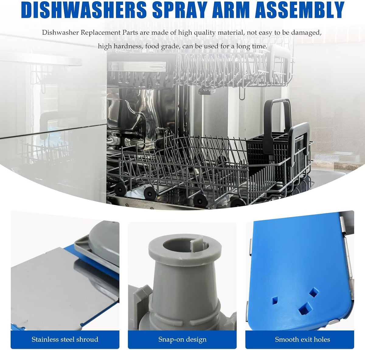 [New Zafina-UP] 5304506660 Dishwashers Spray Arm 5304518968 Lower Spray Arm Support 5304506518 Dishwasher Trap Drain Filter for Frigidaire FFID2426TS1A, FFID2426TS2A, FGBD2438PB0A, FGBD2438PB1A