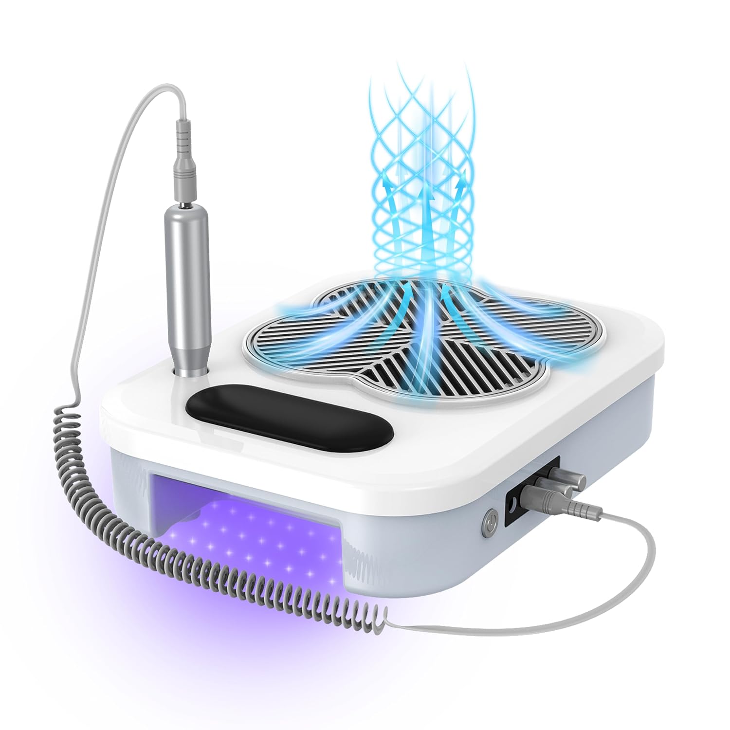 3-in-1 Nail Dust Collector with Electric Nail Drill File & UV Lamp - Dust Collector Nail Tech, Powerful Nail Vacuum
