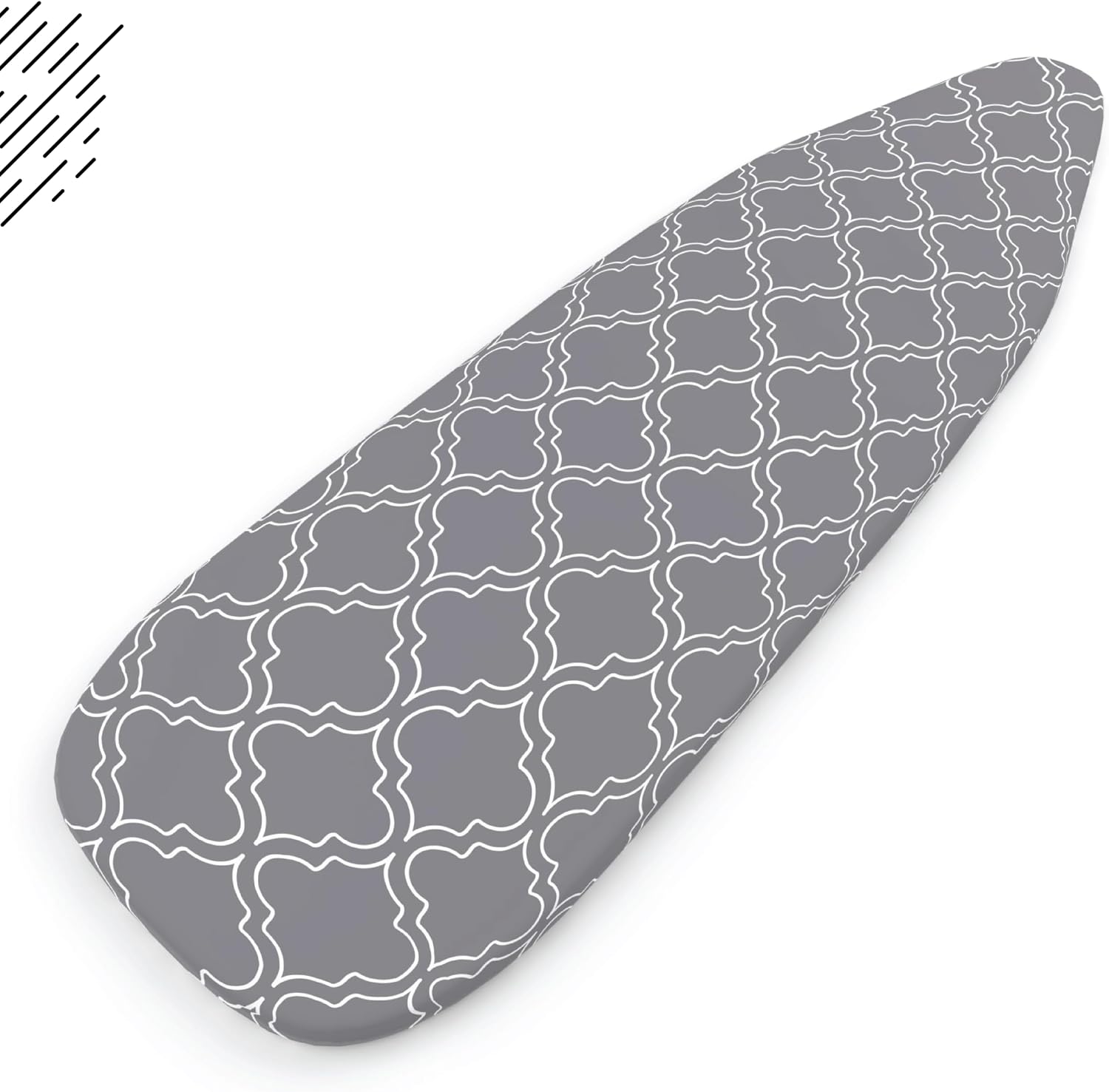Ironing Board Cover and Pad, Thick Felt 42"x14" | Grey Tiles, 100% Cotton Surface | Scorch & Stain Resistant | Heavy