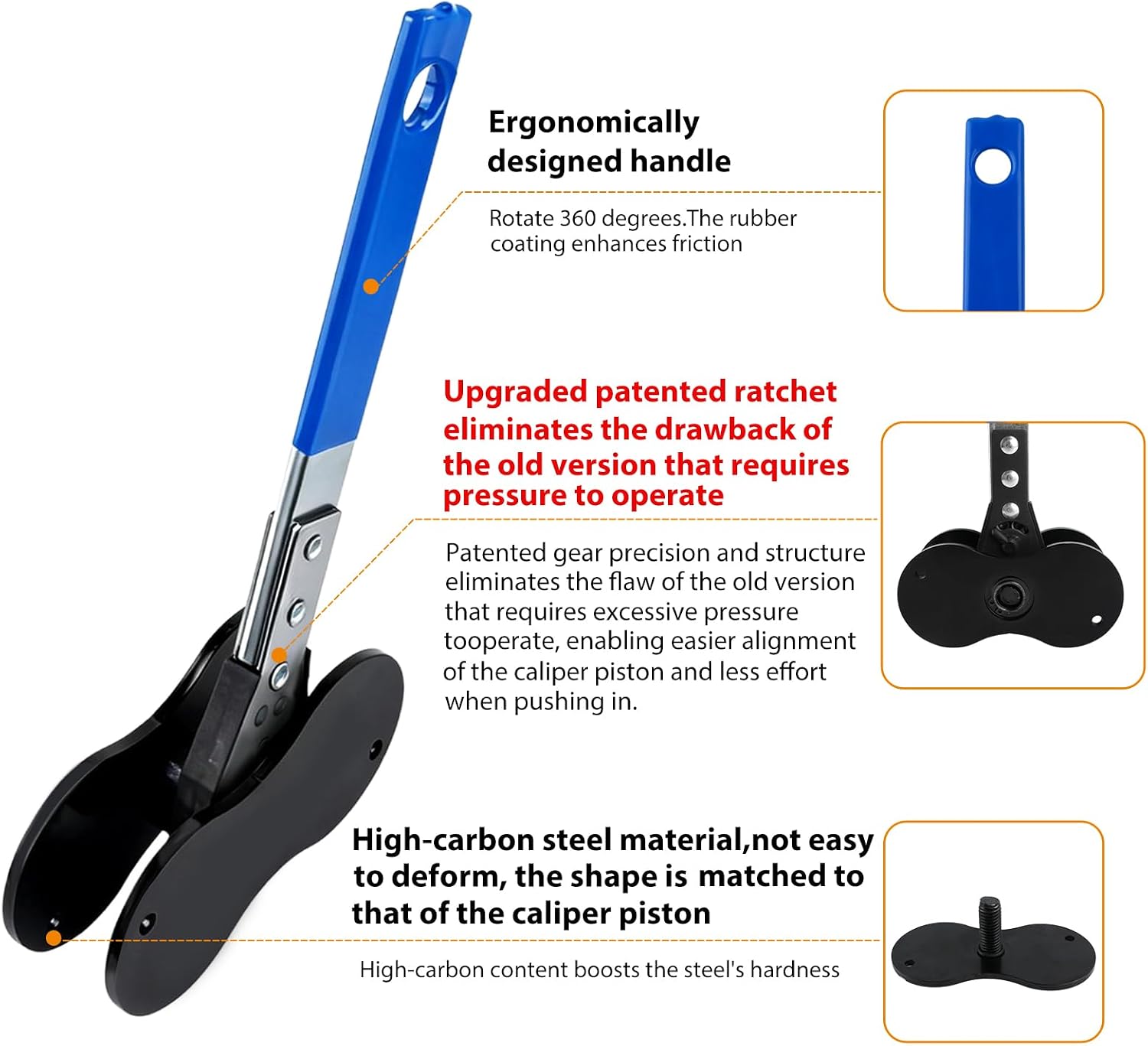 2026 Upgraded Patented Gen2 Brake Caliper Compression Tool, 5 in 1 Professional Piston Compressor, Brake Pad Spreader