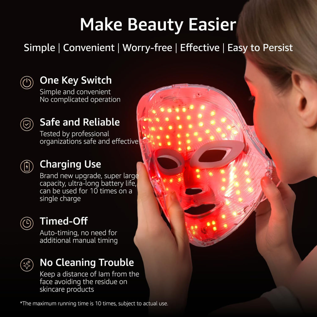 LED Face Mask for Wrinkles, Red Light Therapy for Face, Cordless NIR Red Light Therapy Mask with 7 Light Modes, 426