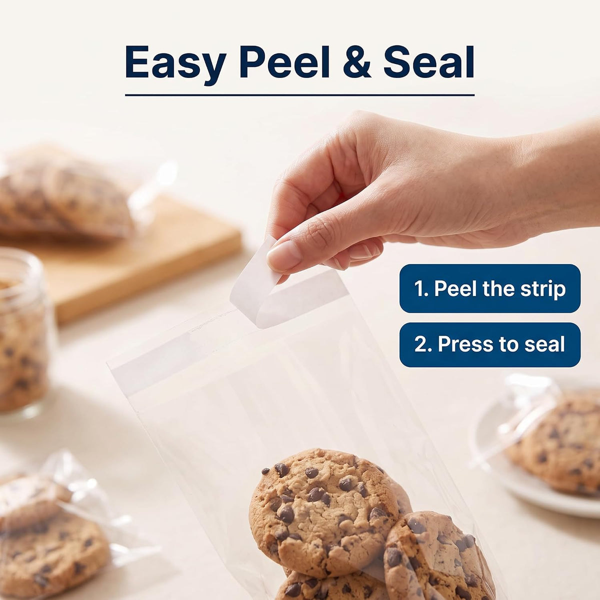 5" X 7" Self-Sealing Cellophane Bags (1000 Count) Clear Cookie Bags
