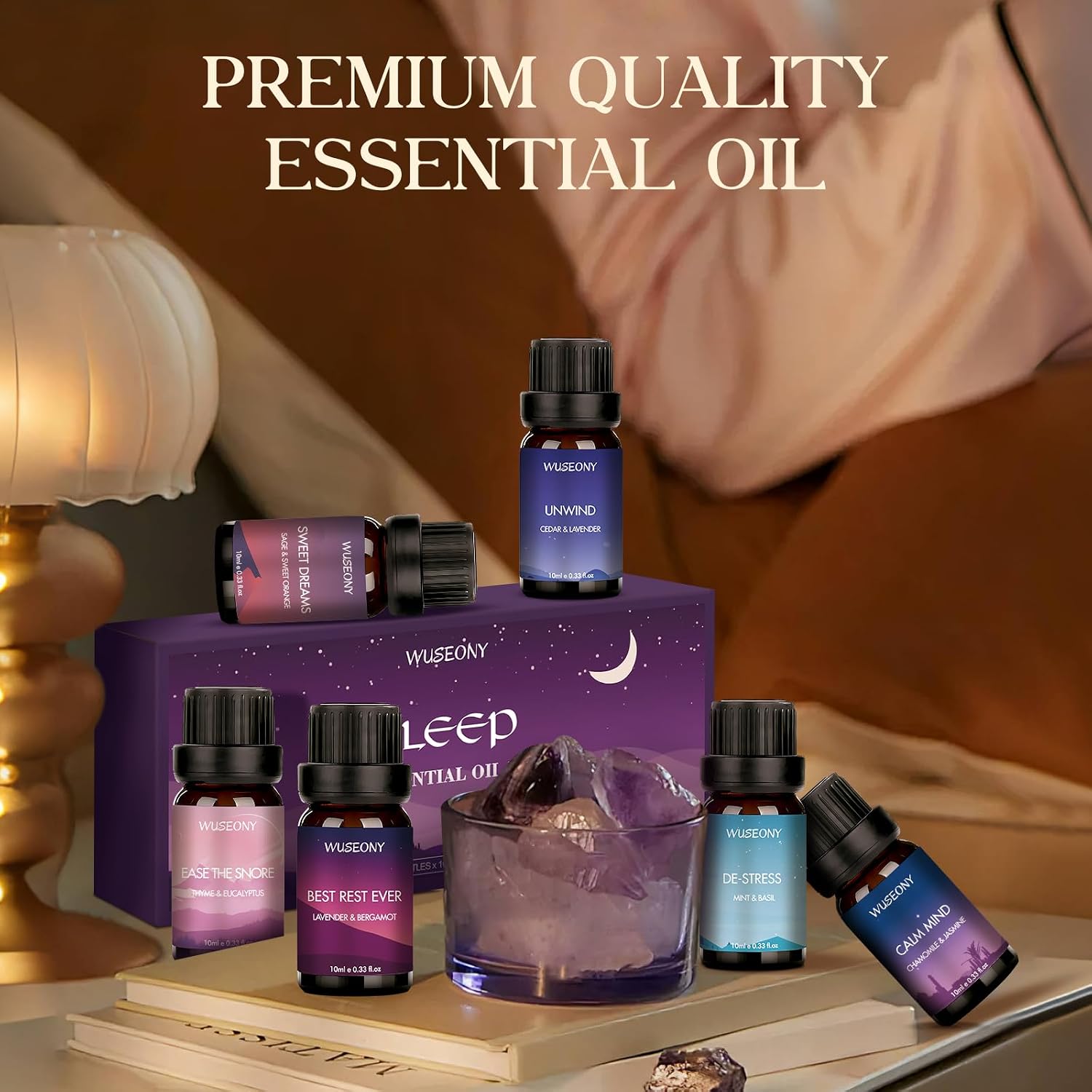 Sleep Essential Oils Set for Diffusers for Home, Set of 6 Essential Oil Blend Aromatherapy - Eucalyptus, Jasmine