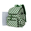 Checkered Diaper Bag Backpack with Changing Pad & Stroller Clips
