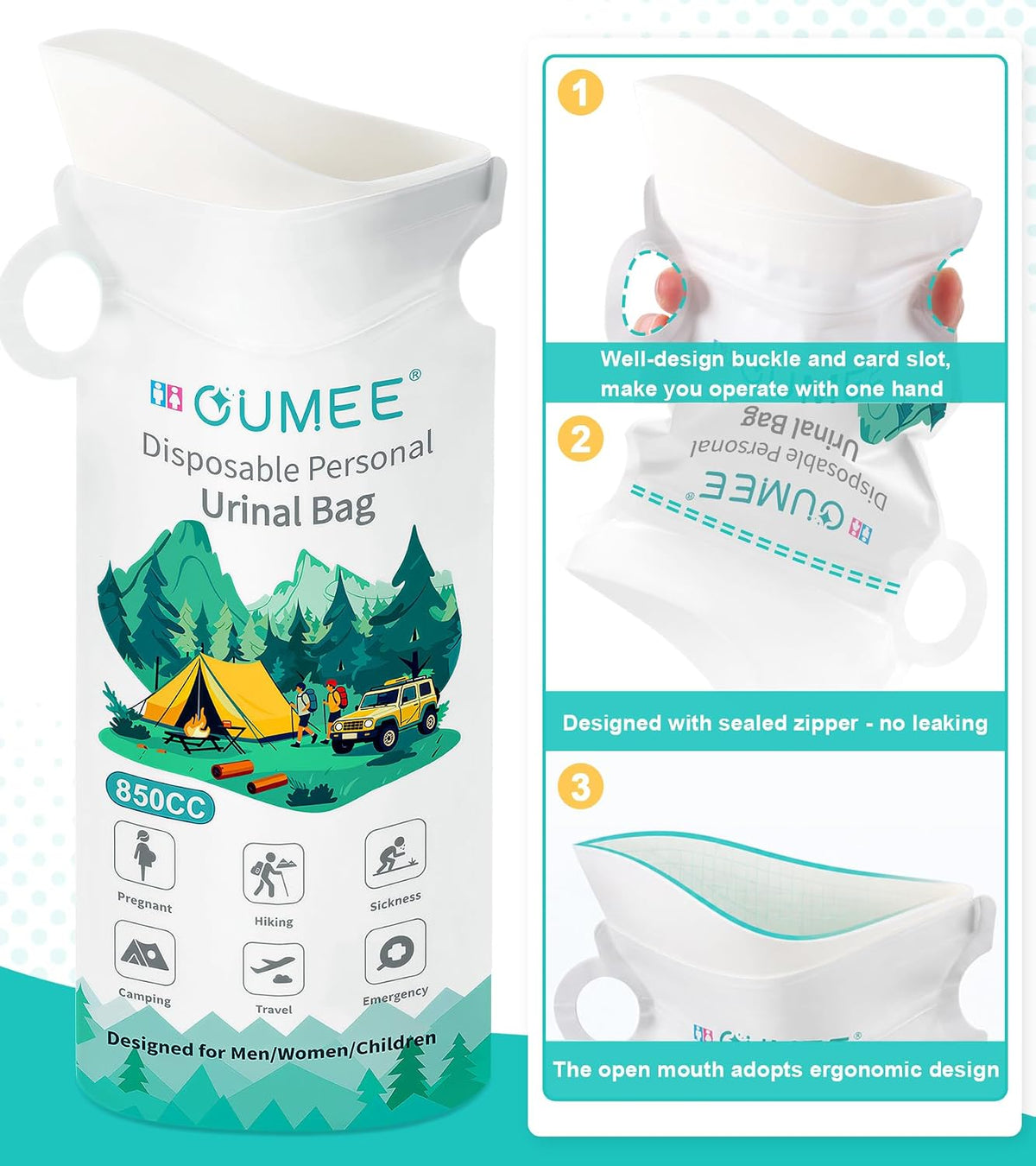 850ML Emergency Disposable Urinal Bags, 8/12/20/28 Pcs