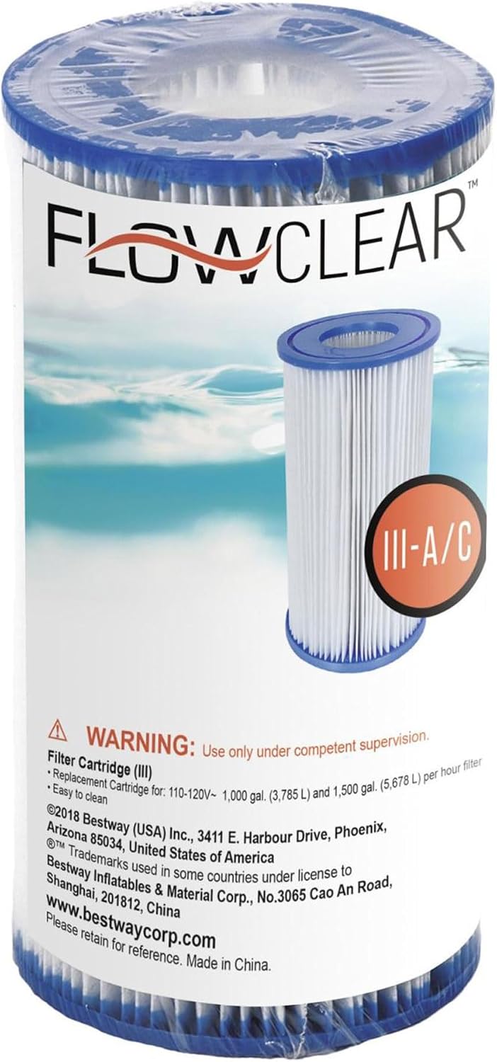 58012E Type III/A Outdoor Swimming Pool Filter Pump Cartridge Replacement 4.2"x8" for Use in 500/800/1500 Gallon