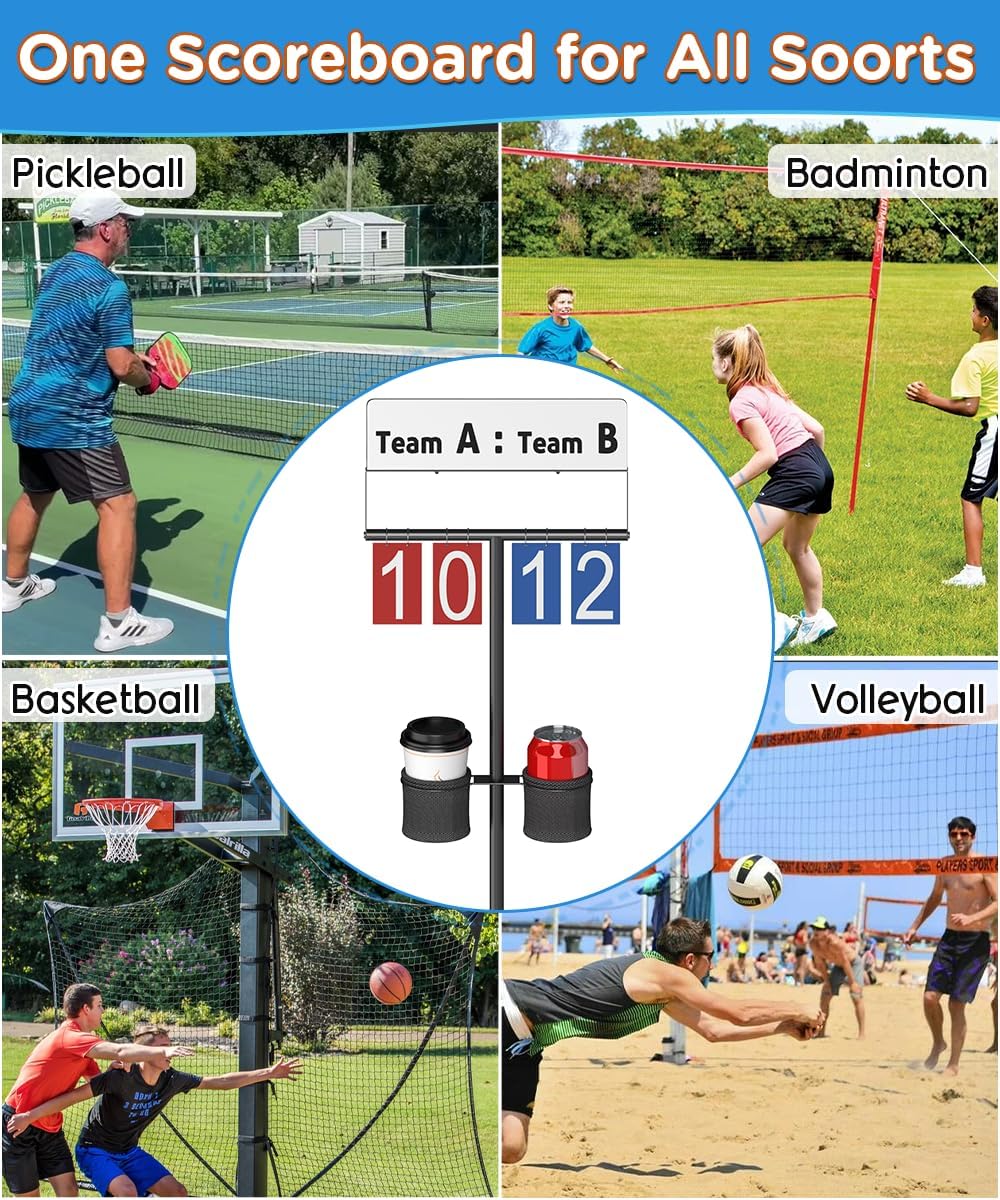 Flip Scoreboard Stand with Drink Holder, Score Keeper with Whiteboard for Yard Lawn Games, Score Board Corn Hole