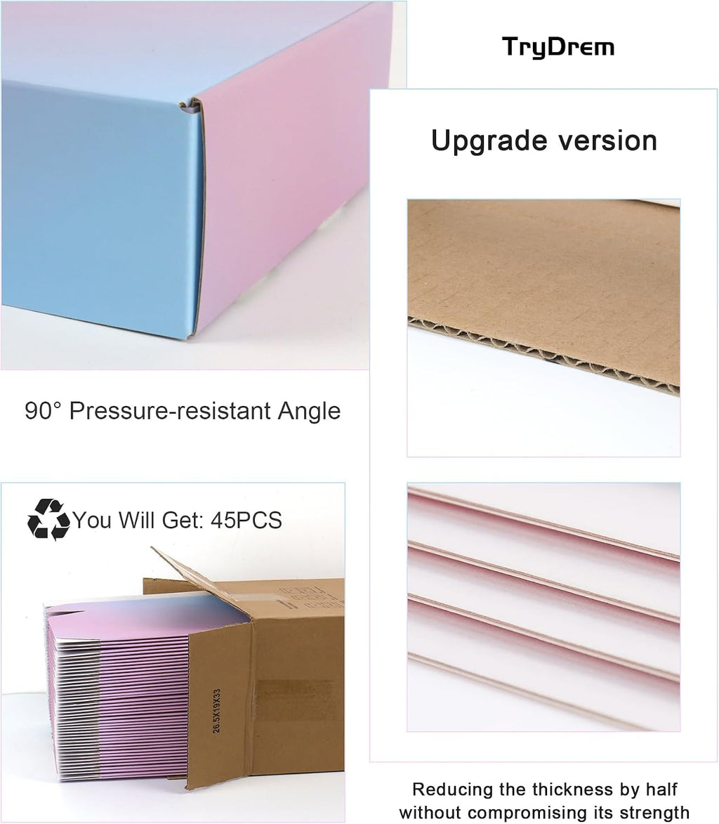 Pack of 45-9x6x2 Inch Shipping Boxes for Small Business, Purple Cardboard Corrugated Mailer Boxes for Shipping