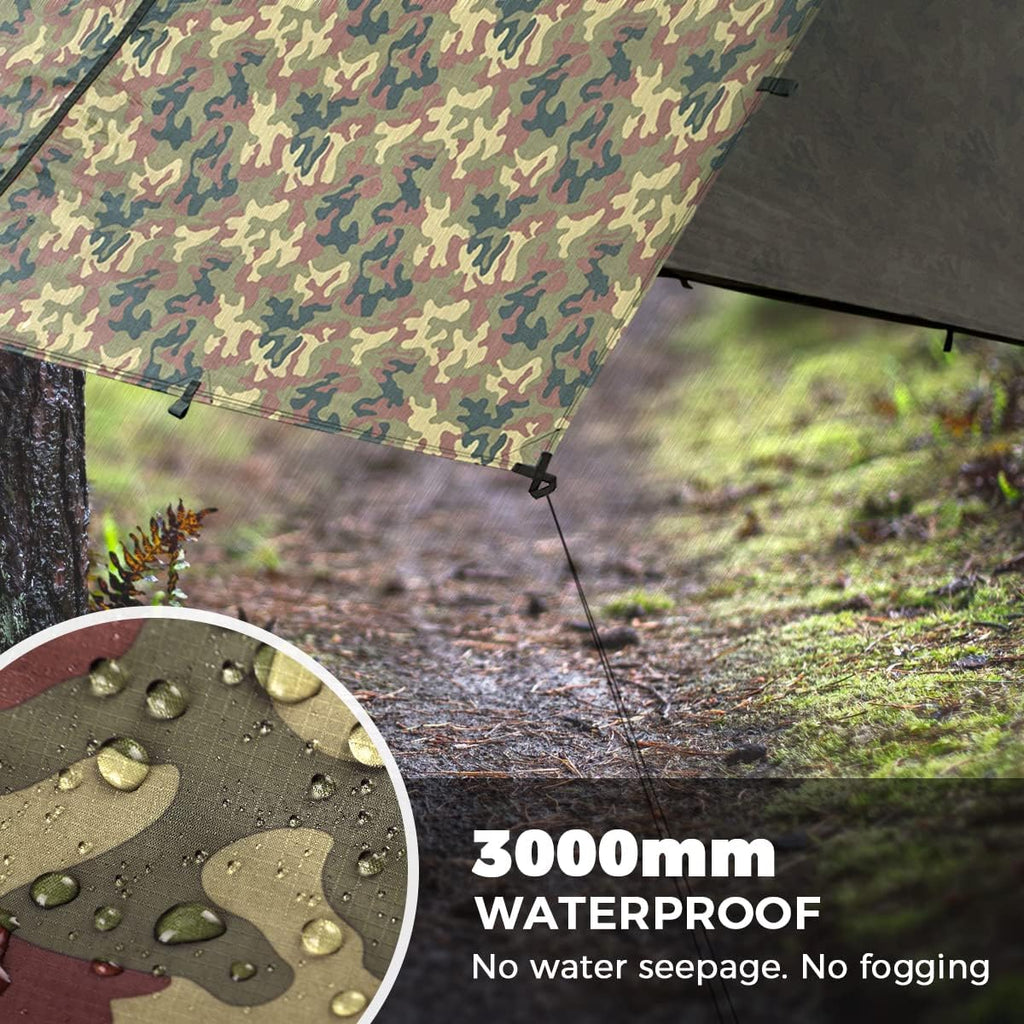 Waterproof Camping Tarp, Lightweight Hammock Rain Fly, UV Protection and PU 3000mm Waterproof Backpacking Tarp, Tent