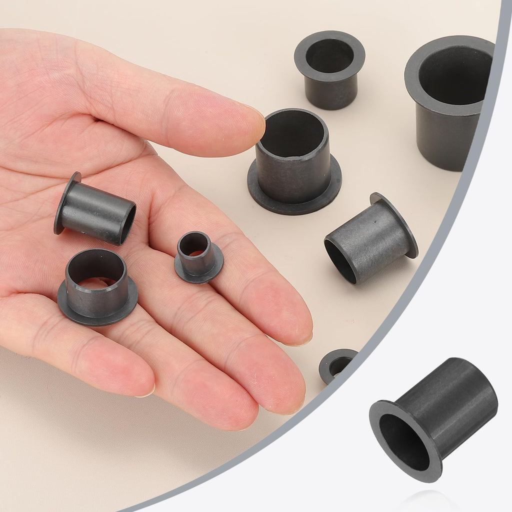 uxcell 6Pcs Flanged Sleeve Bearings,ID17mmxOD19mmxL25mm POM Bushing,Black