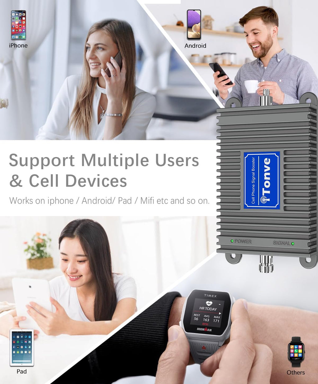 Cell Phone Signal Booster for Verizon, AT&T & T-Mobile – Up to 5,000 Sq Ft Coverage – Boosts 5G 4G LTE Signals on