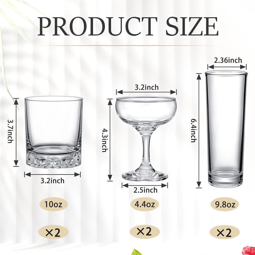 6 Set Cocktail Glasses Mixed Drinkware,6-piece Pair Set