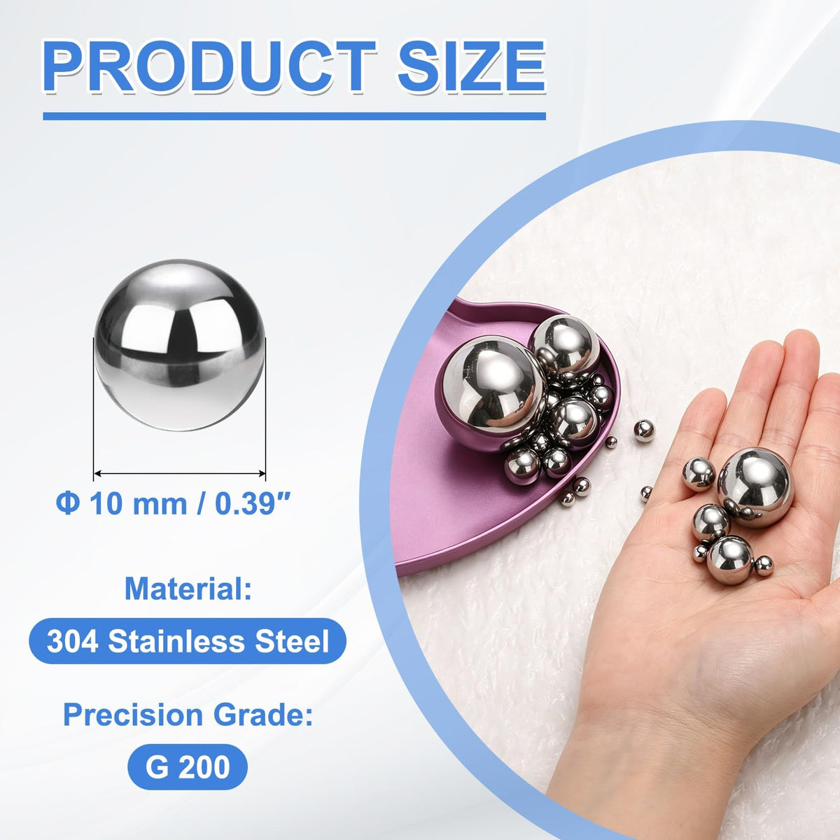 uxcell 200Pcs Bearing Balls, 10mm Diameter G200 304 SS