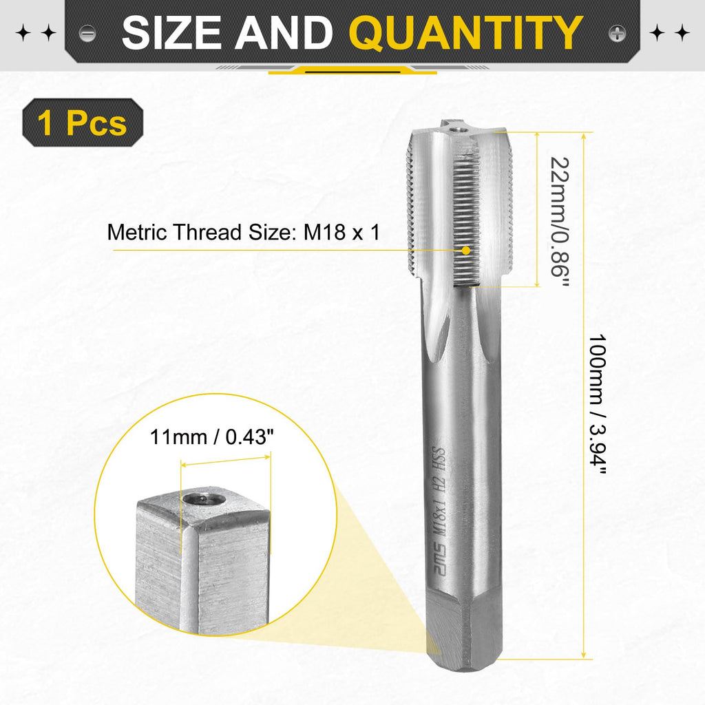 uxcell Hand Plug Tap M18 x 1 H2 Metric Thread Plug Style Taps