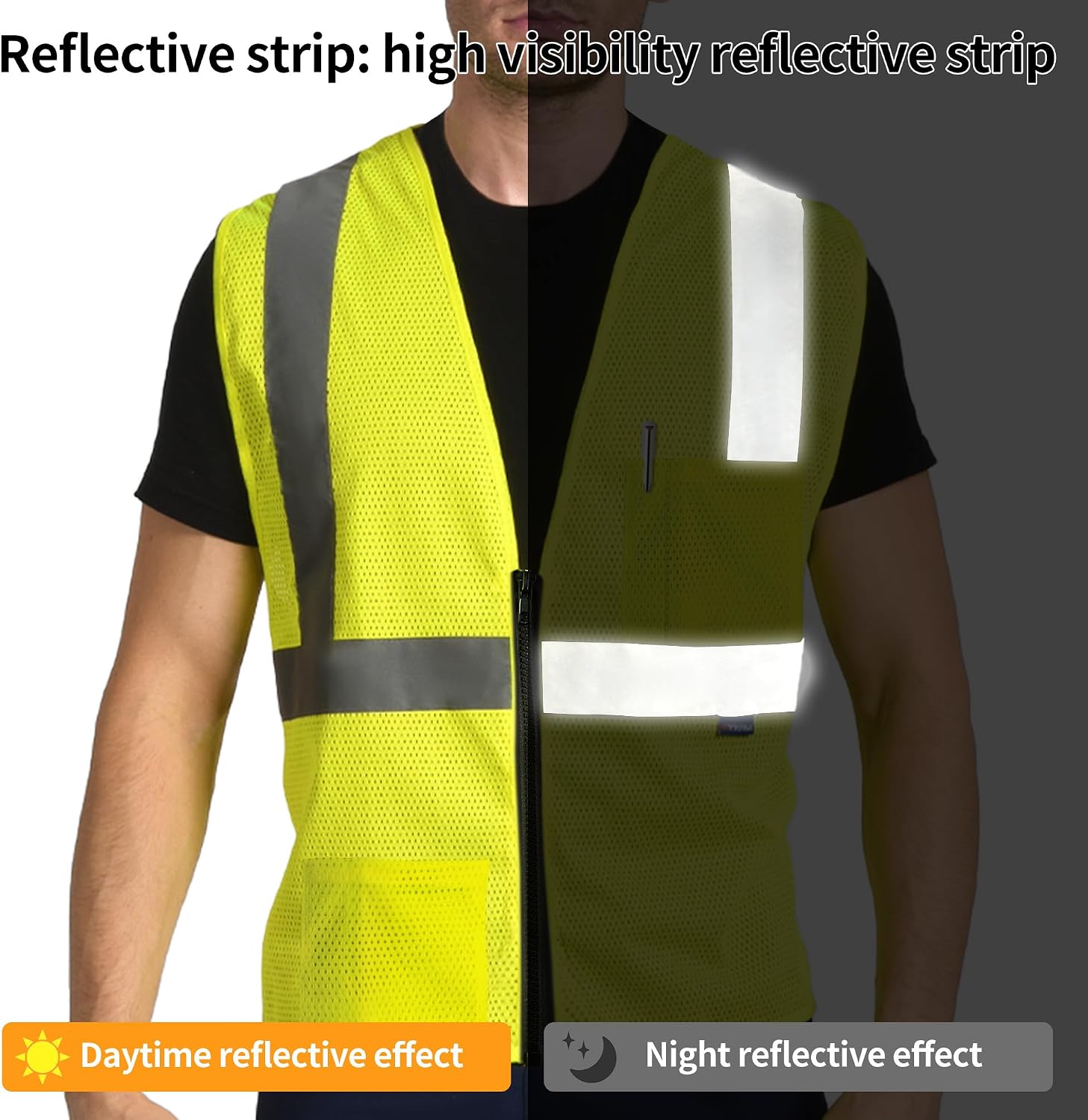 2 Pocket Mesh High Visibility Reflective Safety Vest for men & Women ANSI/ISEA 107 Standards
