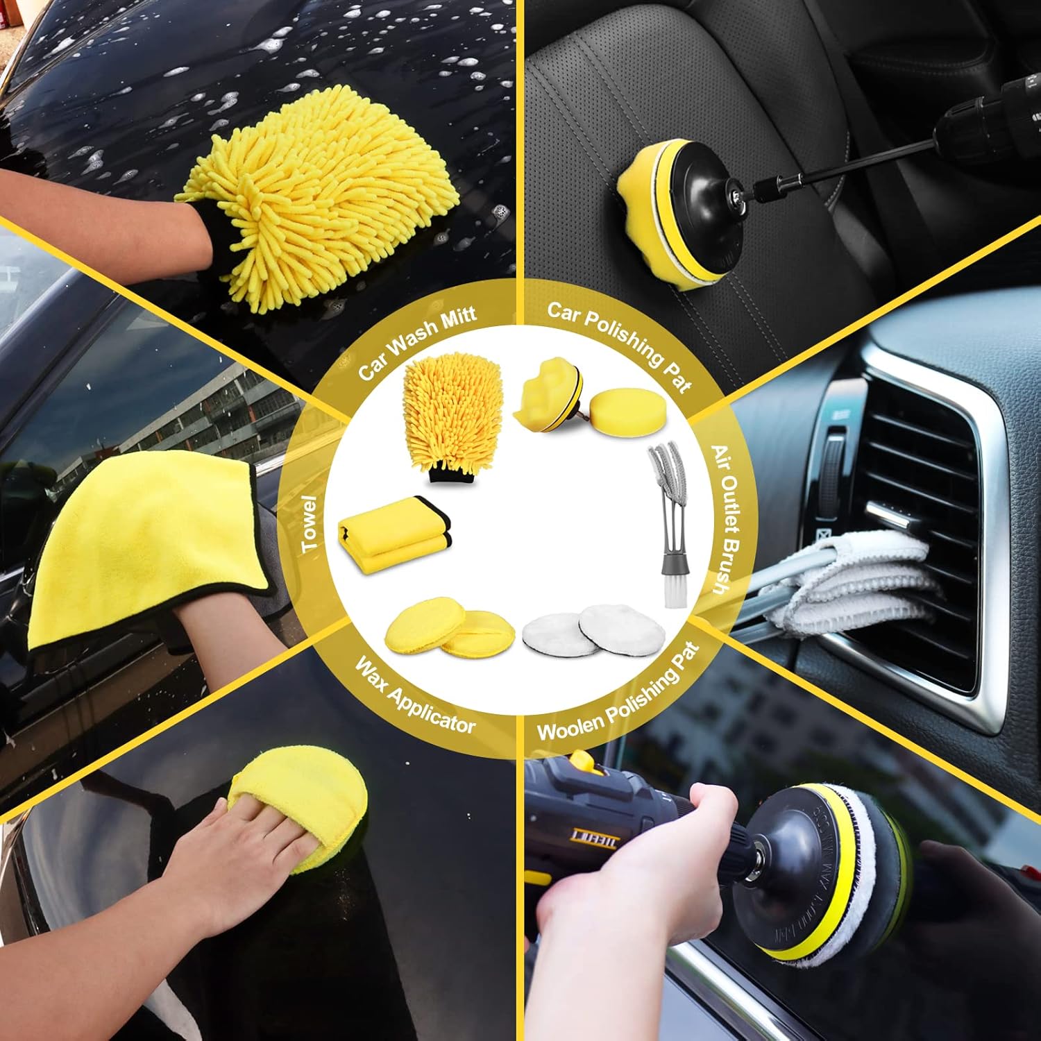 27Pcs Car Detailing Kit, Car Detailing Brush Set, Auto Detailing Drill Brush Set, Car Detailing Brushes, Car Wash