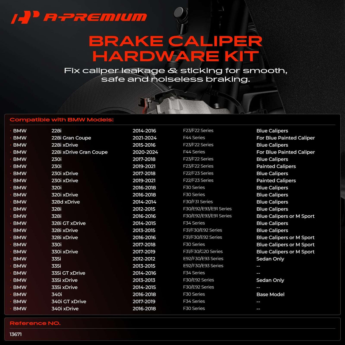 A-Premium Front Disc Brake Hardware Kit Compatible with BMW Models