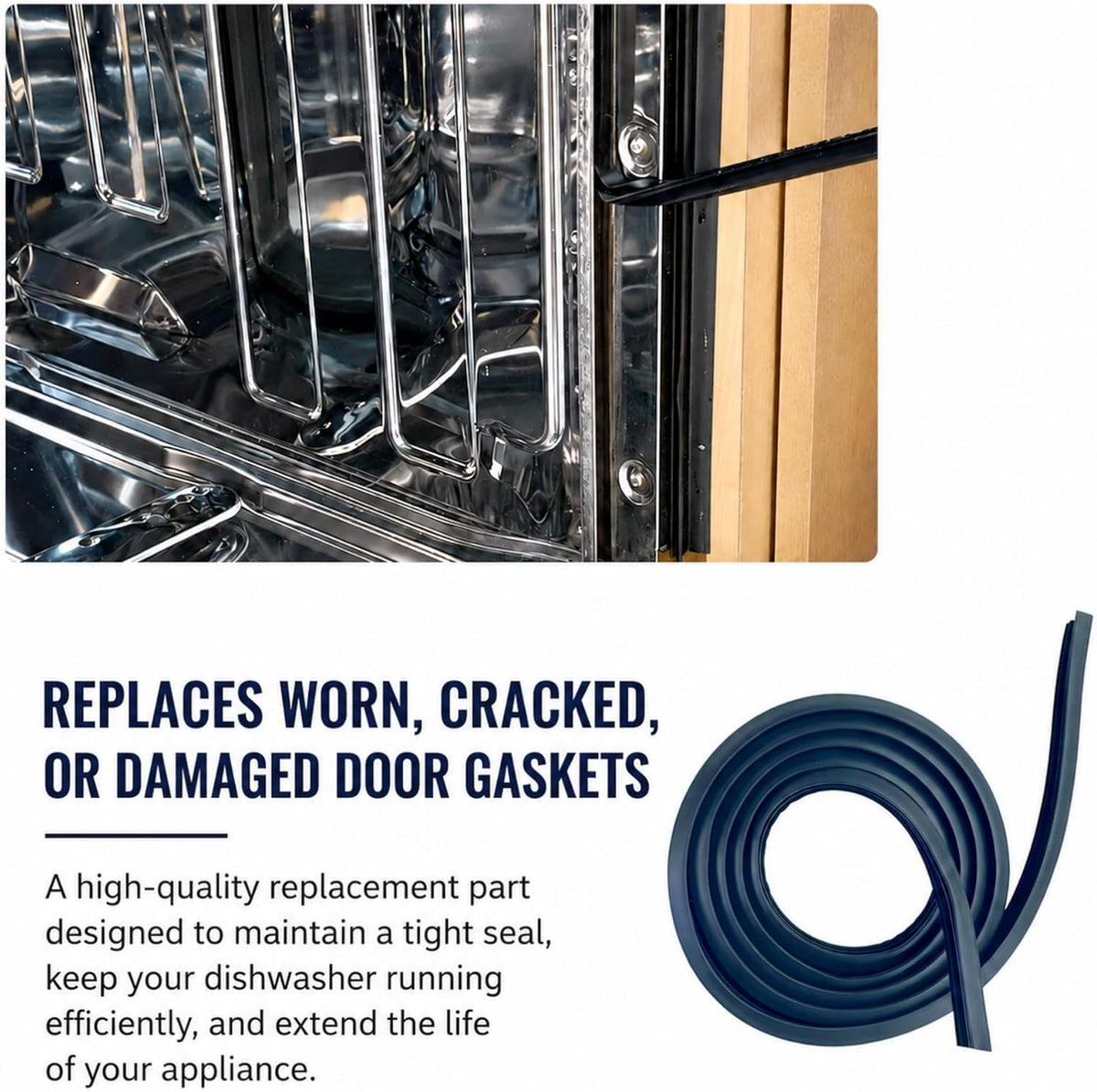W11768590 Dishwasher Door Gasket Seal Replacement, Leak Resistant