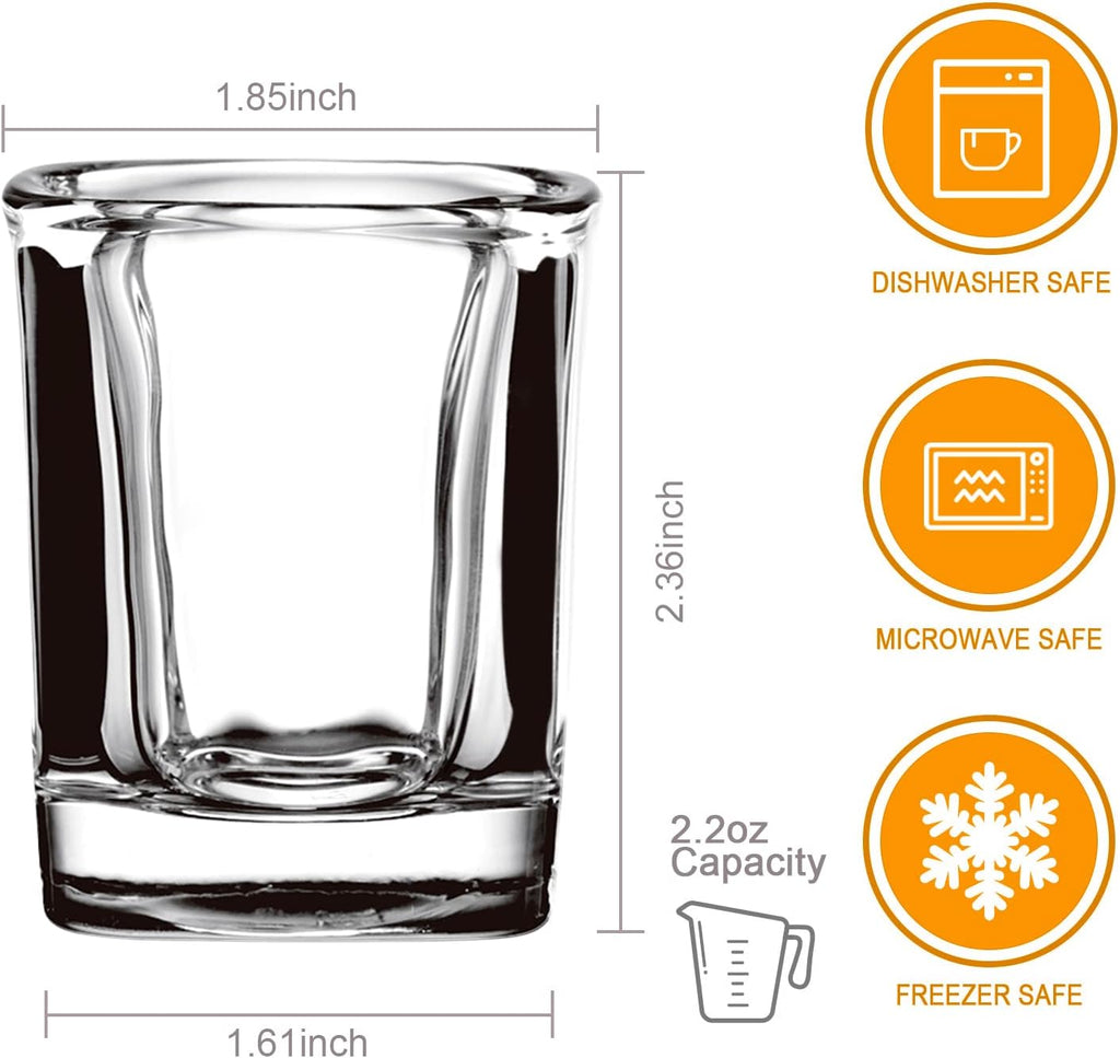 Shot Glasses Set with Heavy Base,2.2 oz Mini Square Whiskey Shot Glasses bulk, 40 pack Clear Espresso Shot Glass for