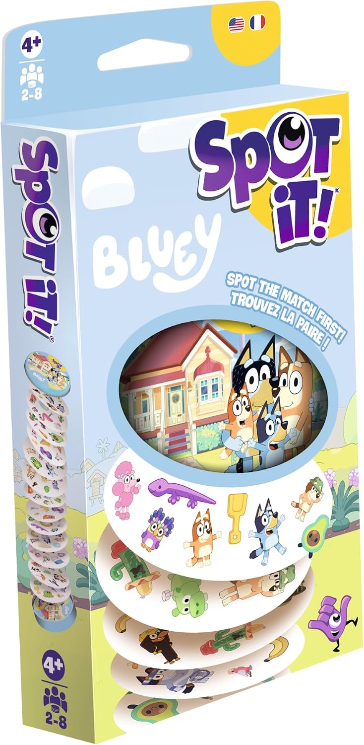 Spot It! Bluey Card Game - Fast-Paced Matching Game Featuring Bluey & Friends, Fun for Family, Kids & Adults, Ages