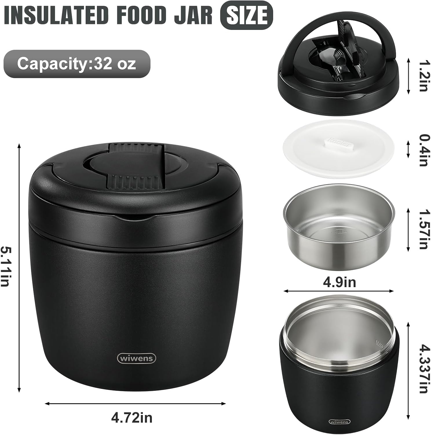Thermo Food Jar for Hot Food Adults 32OZ Soup Thermo Lunch Containers Wide Mouth Vacuum Insulated Stainless Steel