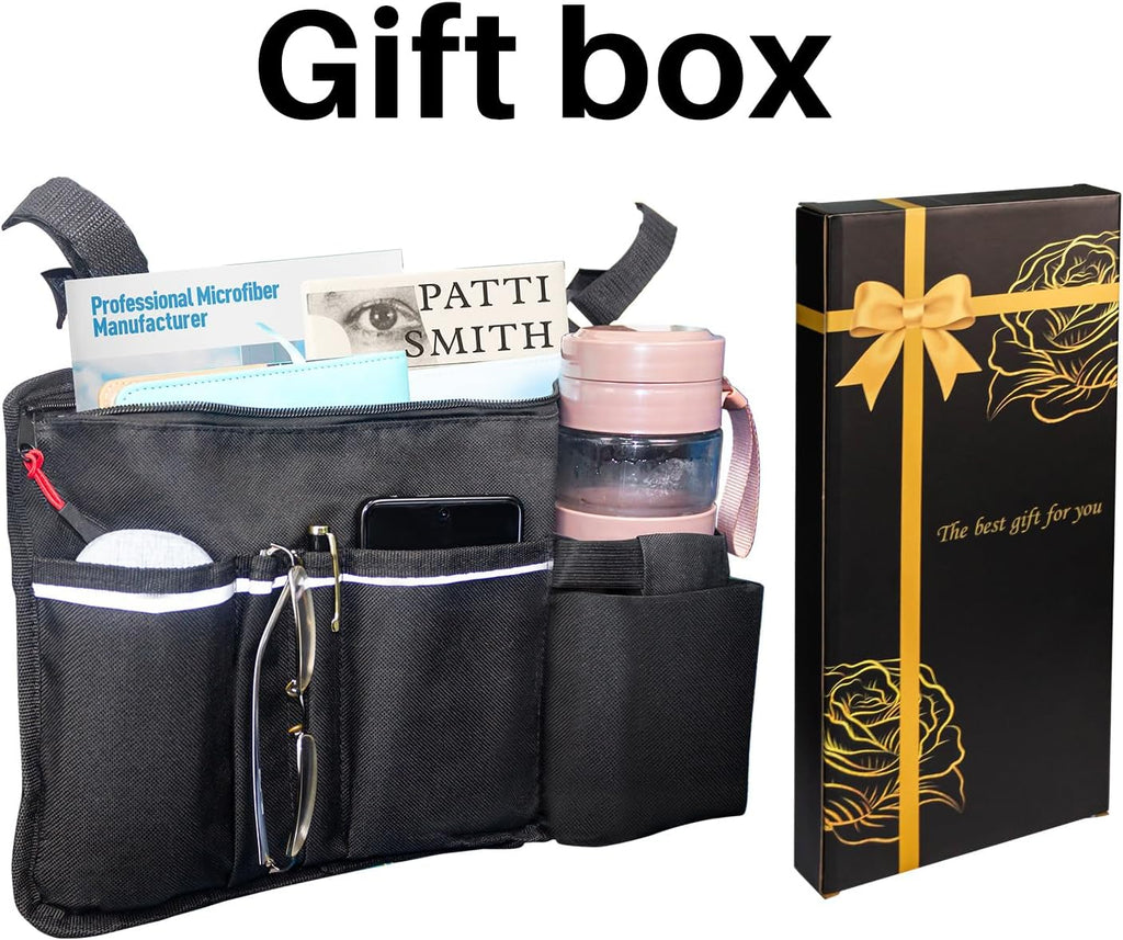 Wheelchair Pouch Side Pocket,Wheel Chair Cup Holder,Electric Wheelchair Accessories,Wheelchair Side Bag with Cup
