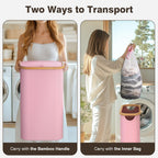Slim Laundry Hamper with Lid, 75L Small Laundry Basket, Pink