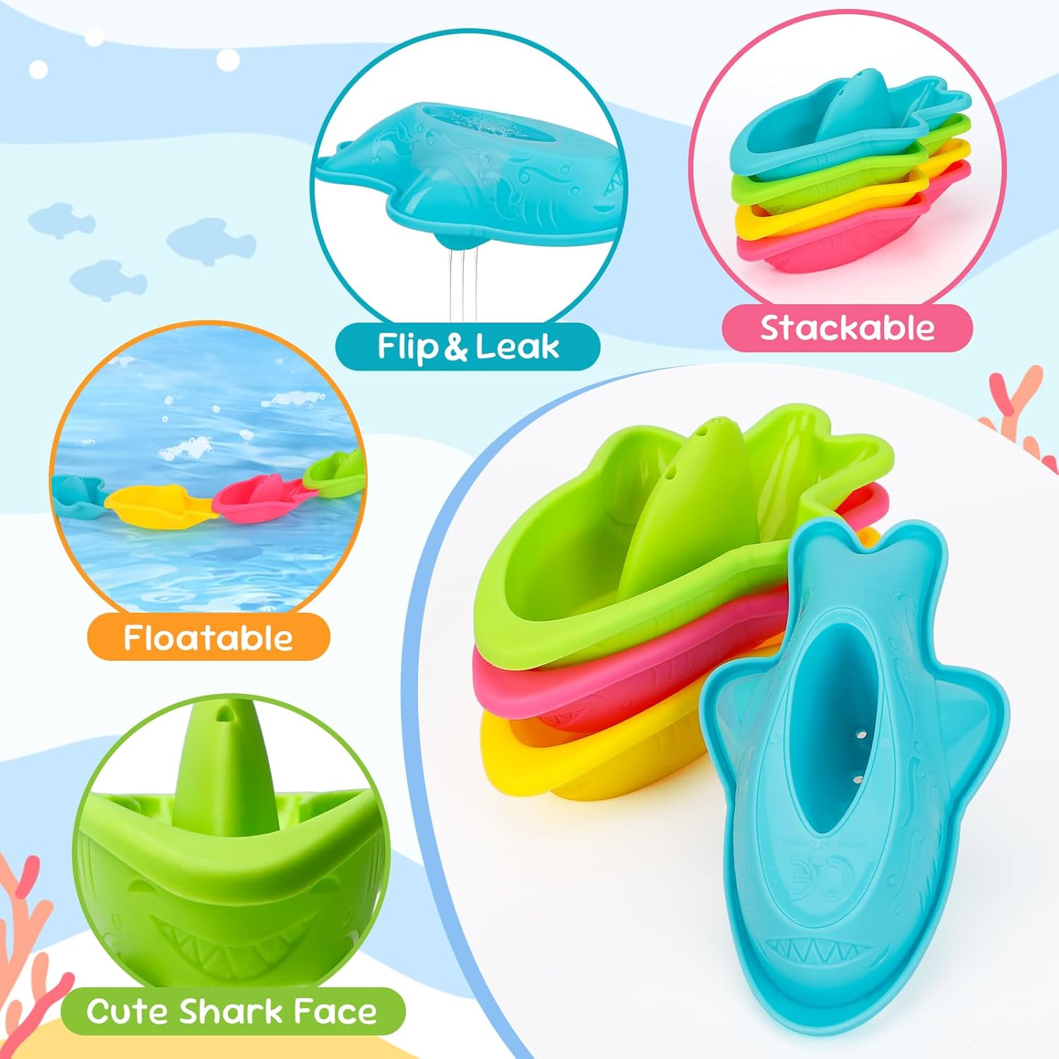 Baby Bath Toys for Kids Ages 1-3 Toddler Bath Toys Mold Free for 2-4 Bathtub Sand Beach Pool Water Toys for 1+ Year