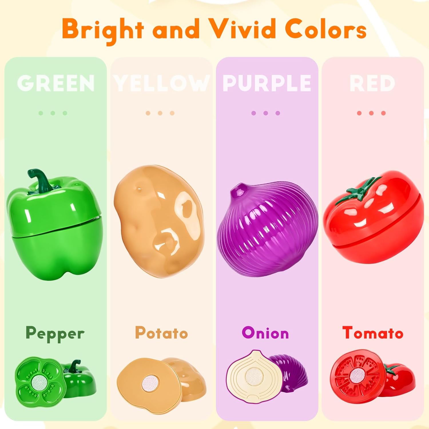 Cutting Play Food Toys, 25 Pieces Pretend Play Kitchen Accessories, Fake Fruits/Vegetables Set with Shopping Storage
