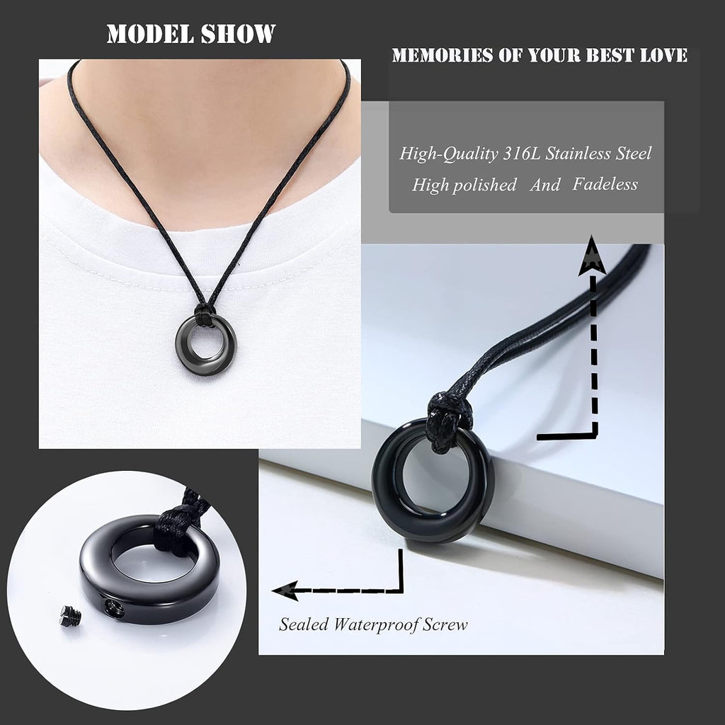 Cremation Jewelry Urn Necklace for Ashes for Women Men, Circle of Life Eternity Memorial Pendant Ash Jewelry