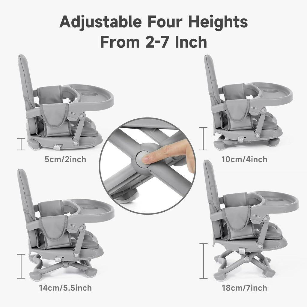 Baby High Chair Booster Seat for Dining Table, Foldable High Chairs with Adjustable Heights, Travel Booster Seat with