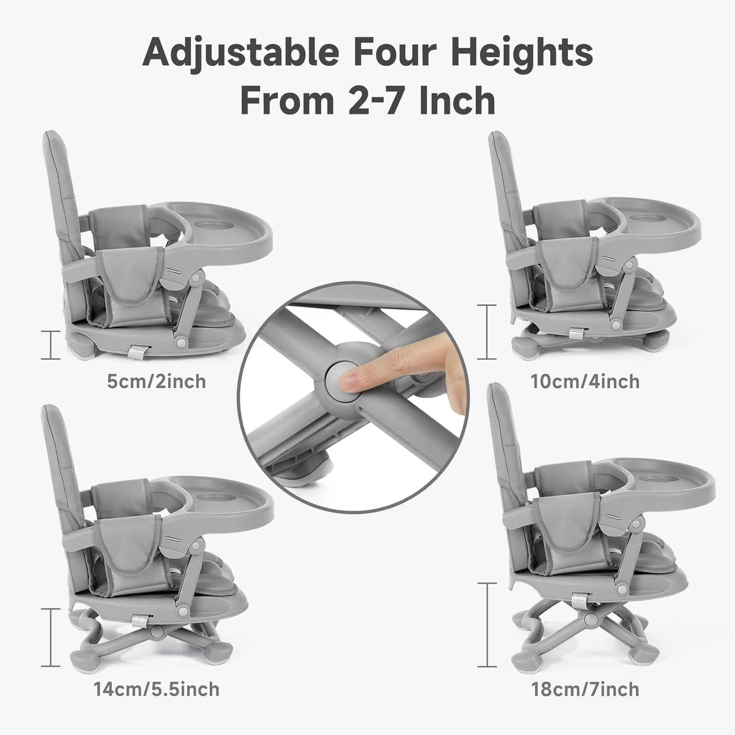 Baby High Chair Booster Seat for Dining Table, Foldable High Chairs with Adjustable Heights, Travel Booster Seat with