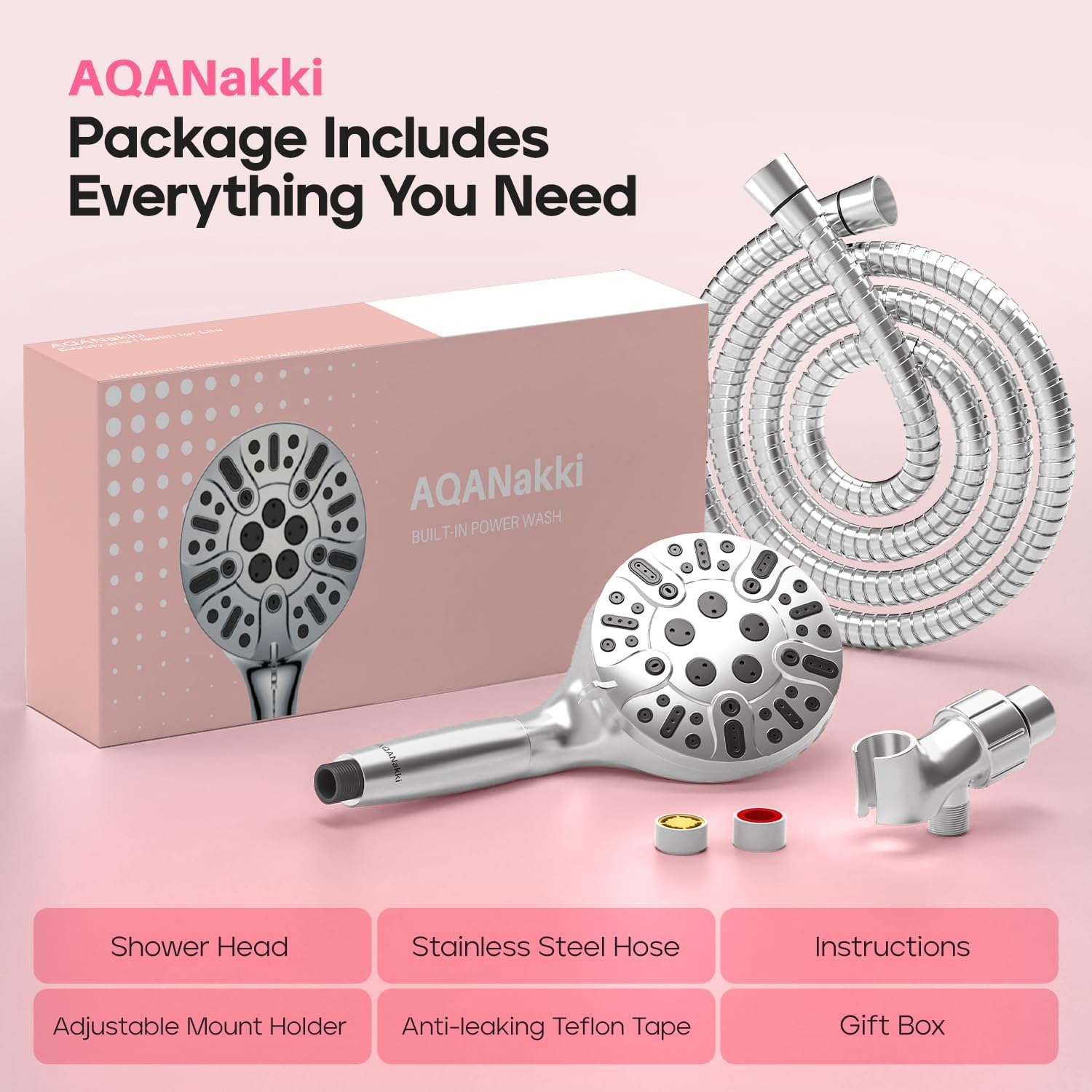 Filtered Shower Head with Handheld, High Pressure 9 Settings Shower Filter Head for Hard Water, Built-in Power