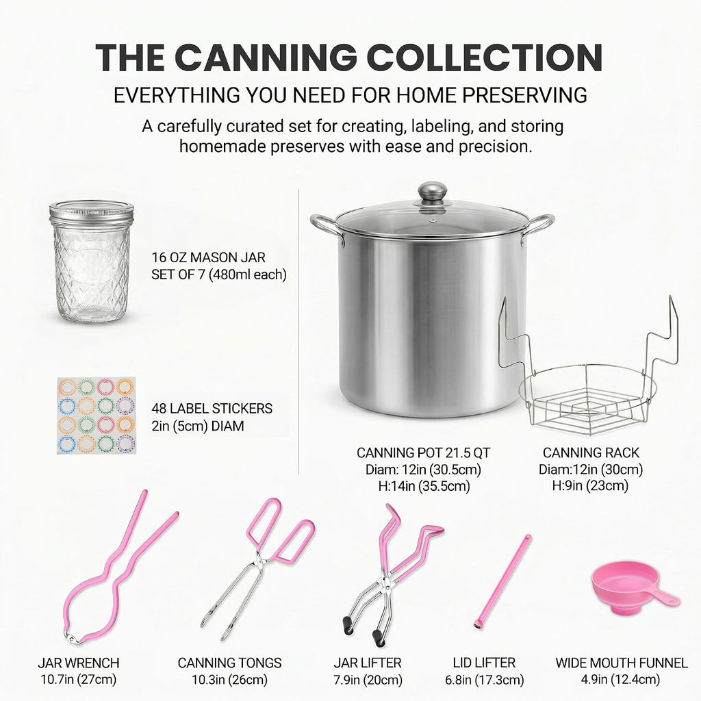 Canning Pot Water Bath Canner with Rack and Lid, 21.5 QT Stainless Steel