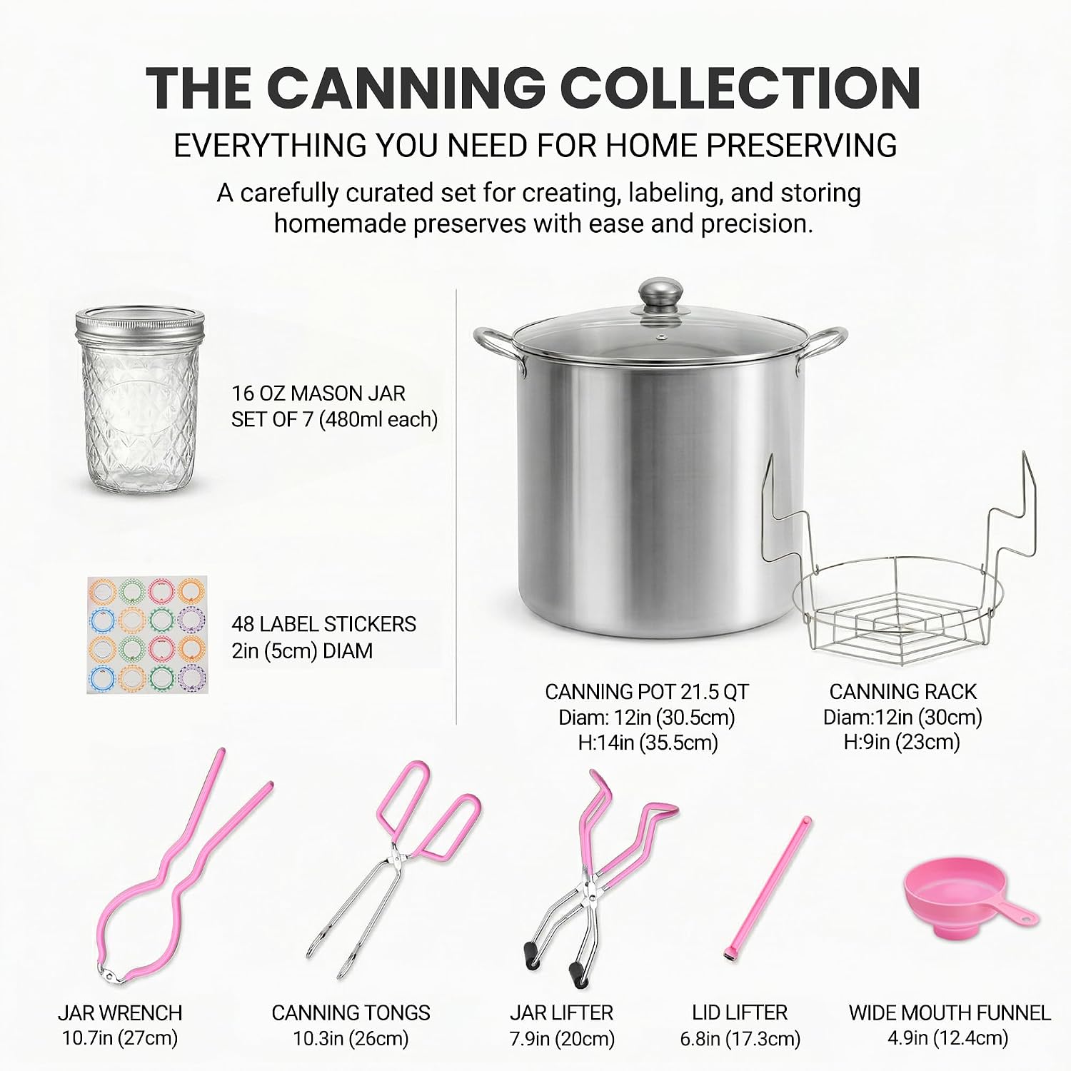 Canning Pot Water Bath Canner with Rack and Lid, 21.5 QT Stainless Steel